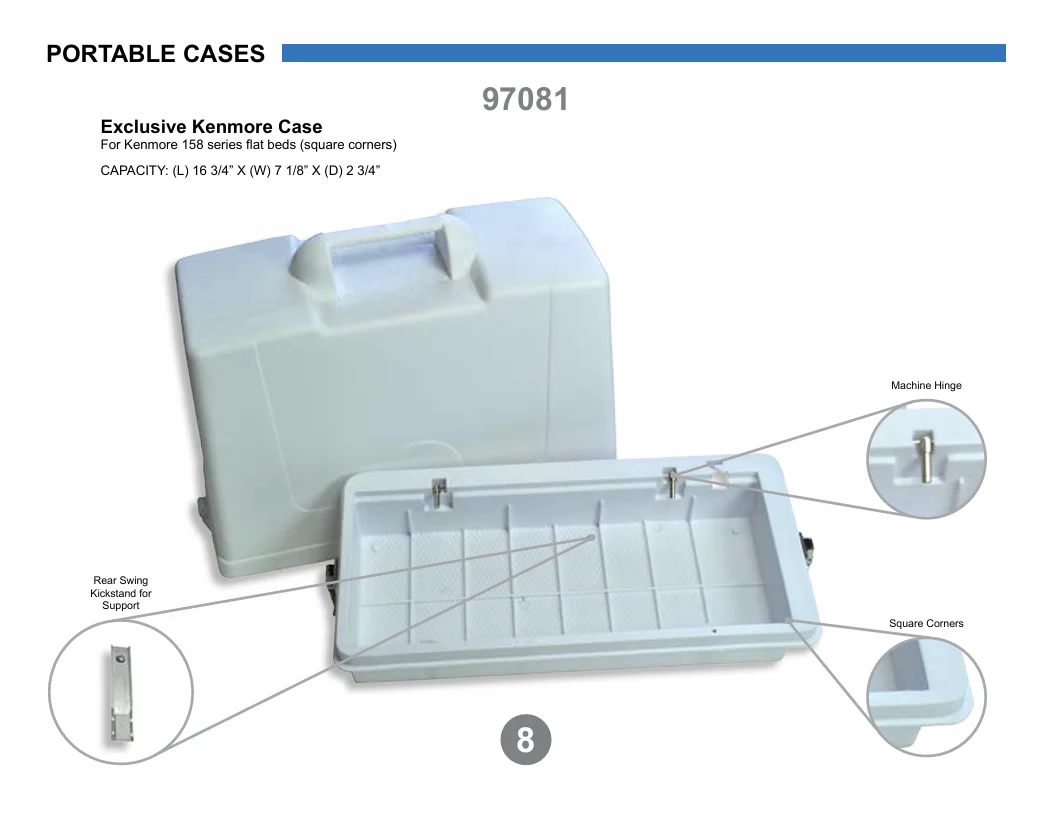 Carrying Case for Kenmore Sewing Machine (16 5/8" x 7 1/4" Flat Bed) - Image 8