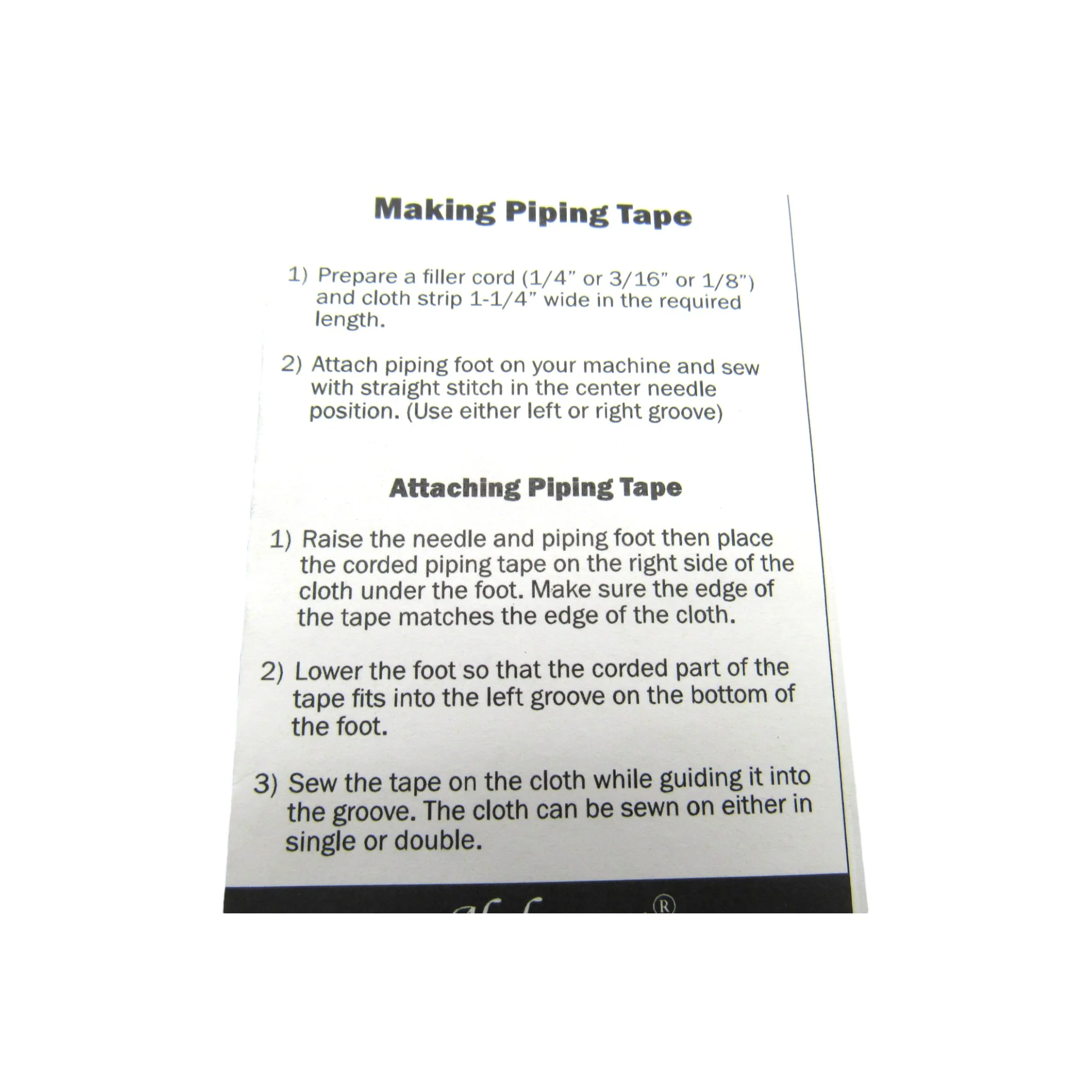 Double Cord Welting/Piping Foot for Singer Slant Needle (Slant Shank) Machines - Choose Size: 1/8", 3/16", 1/4" - Image 11