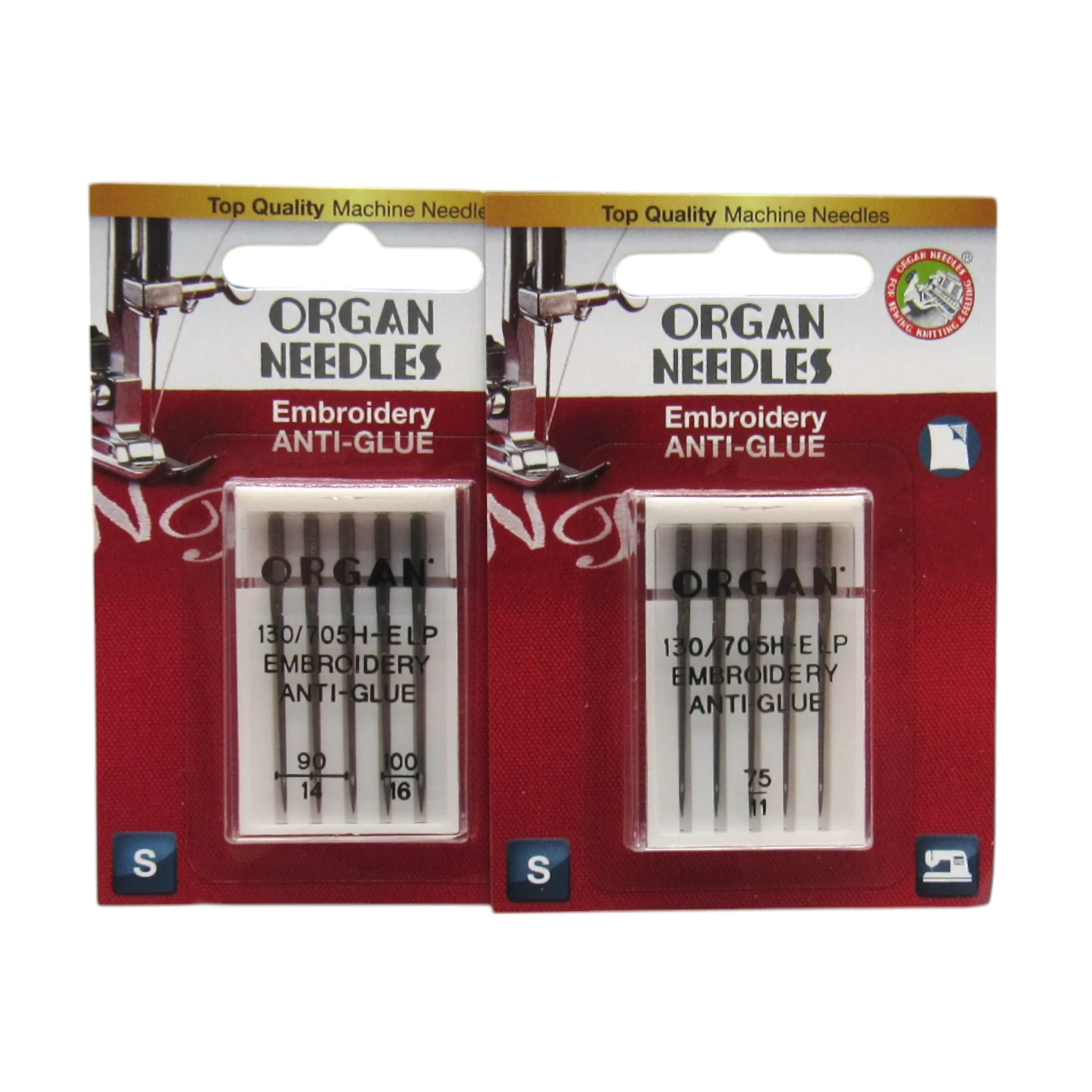 Organ Anti-Glue Sewing Machine Needles 15x1 - Prevents Adhesive Buildup (5-Pack)