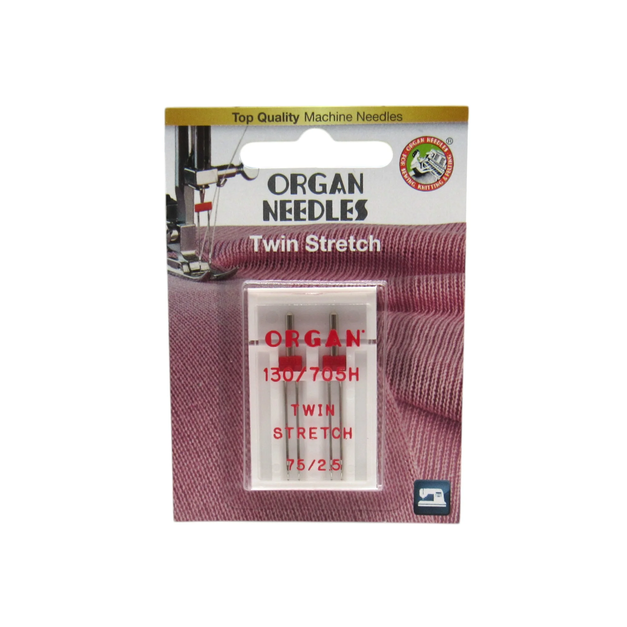 Organ Twin Stretch Needle 15x1 - 2.5mm Wide Size 11 - Stretch Fabrics (2-Pack)