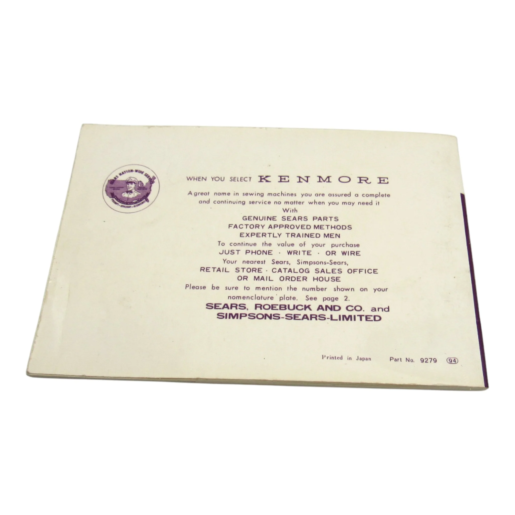 Original Kenmore Model 158.904 Instruction Manual - Image 4