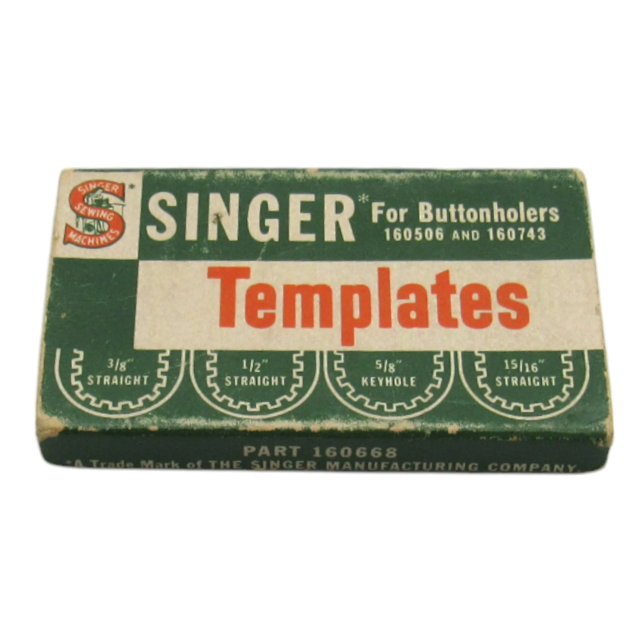 Vintage Original Singer Buttonholer Templates 3/8" straight, 1/2" straight, 5/8" Keyhole, 15/16" straight