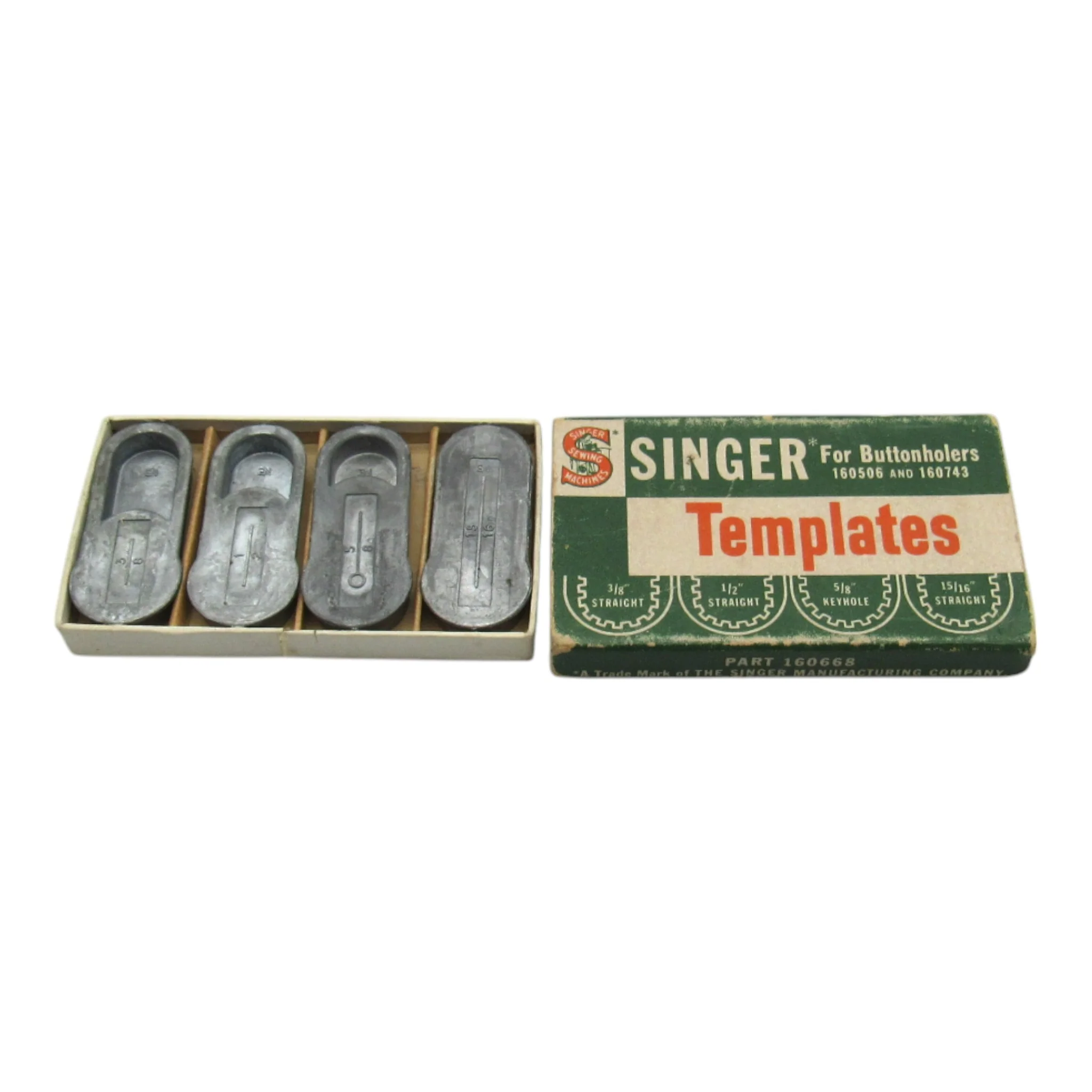 Vintage Original Singer Buttonholer Templates 3/8" straight, 1/2" straight, 5/8" Keyhole, 15/16" straight - Image 2